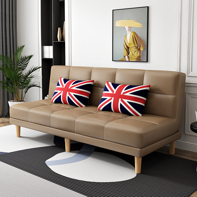 30.31" H Linen Armless Sofa with Biscuit Back Foldable Convertible Sofa