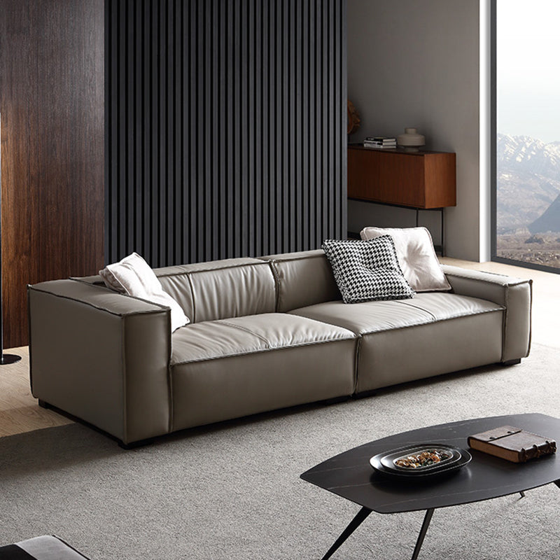 25.59" H Square Arm Modern Sofa with Tight Back Brown Sofa for Living Room