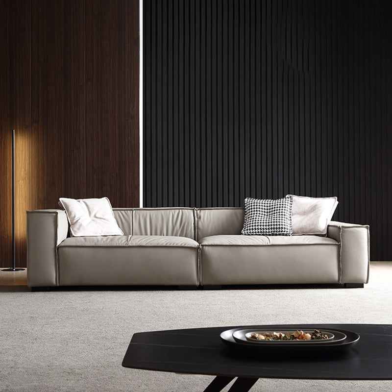 25.59" H Square Arm Modern Sofa with Tight Back Brown Sofa for Living Room