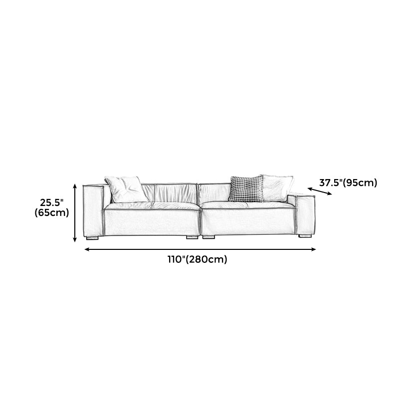 25.59" H Square Arm Modern Sofa with Tight Back Brown Sofa for Living Room
