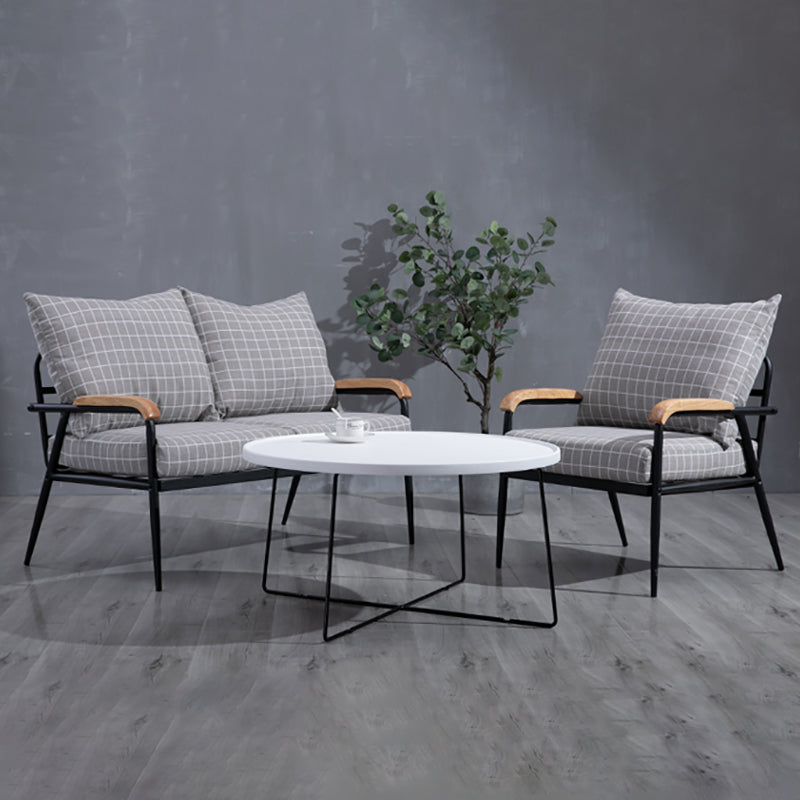 Black Classic Industrial Cushions Cotton Blend Sofa 25.6"High Square Arm Sofa