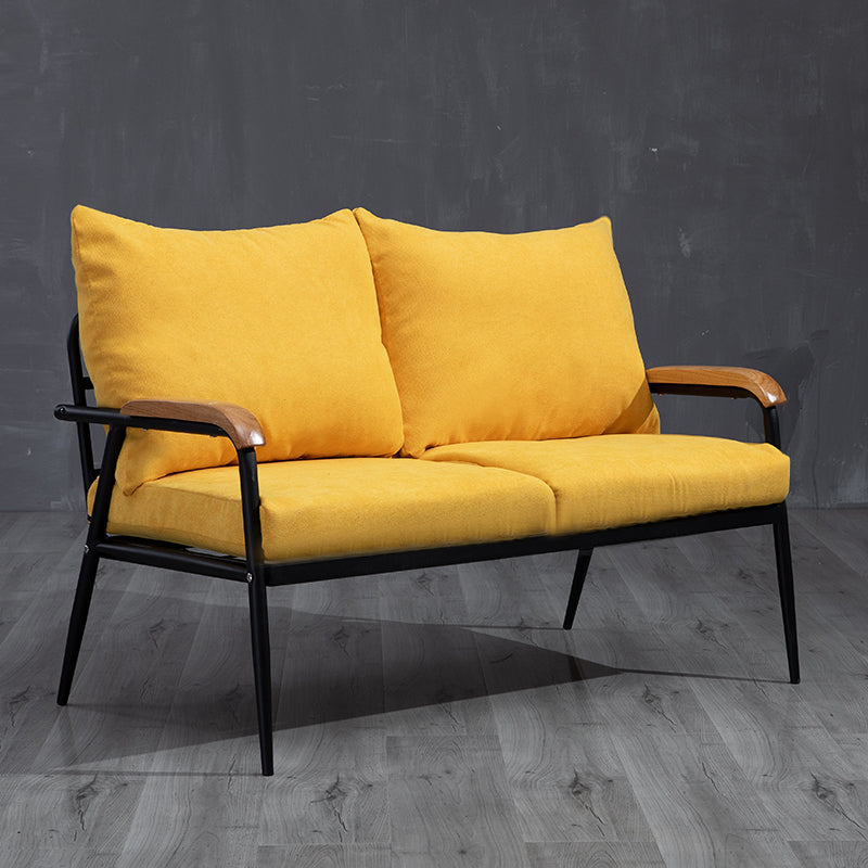 Black Classic Industrial Cushions Cotton Blend Sofa 25.6"High Square Arm Sofa