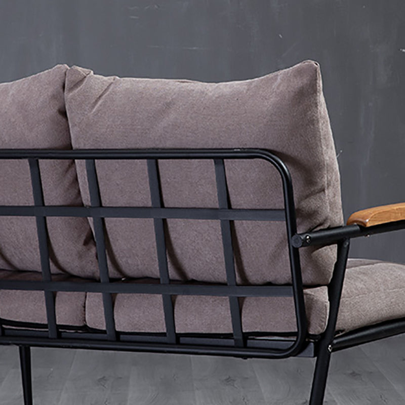 Black Classic Industrial Cushions Cotton Blend Sofa 25.6"High Square Arm Sofa