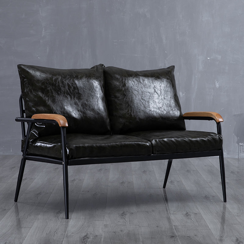 Black Classic Industrial Cushions Cotton Blend Sofa 25.6"High Square Arm Sofa