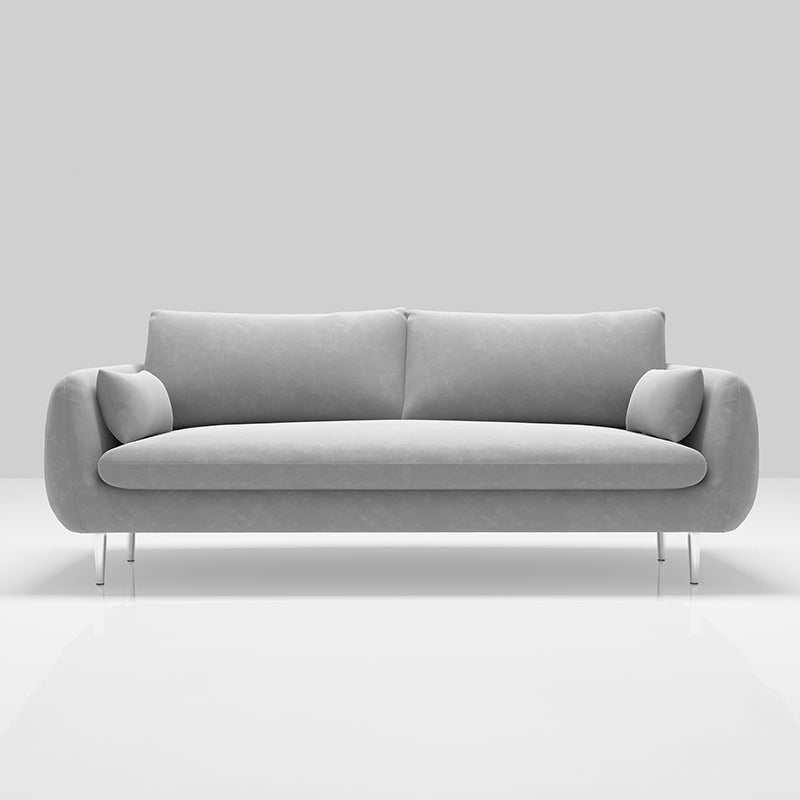 Modern Standard Cushions Sofa 25.5"W Square Arm Sofa with Bolster Pillows for Living Room