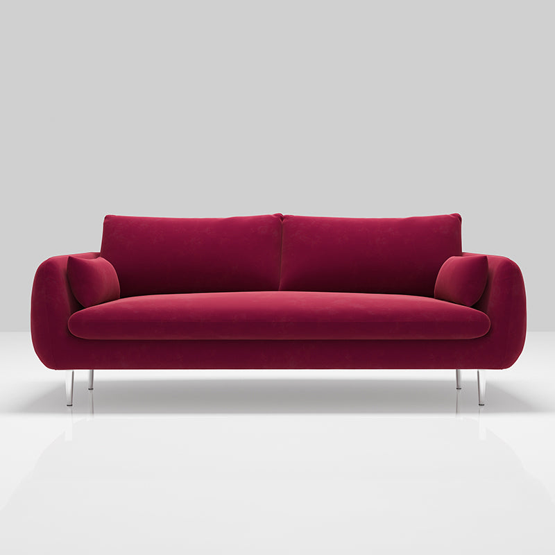 Modern Standard Cushions Sofa 25.5"W Square Arm Sofa with Bolster Pillows for Living Room
