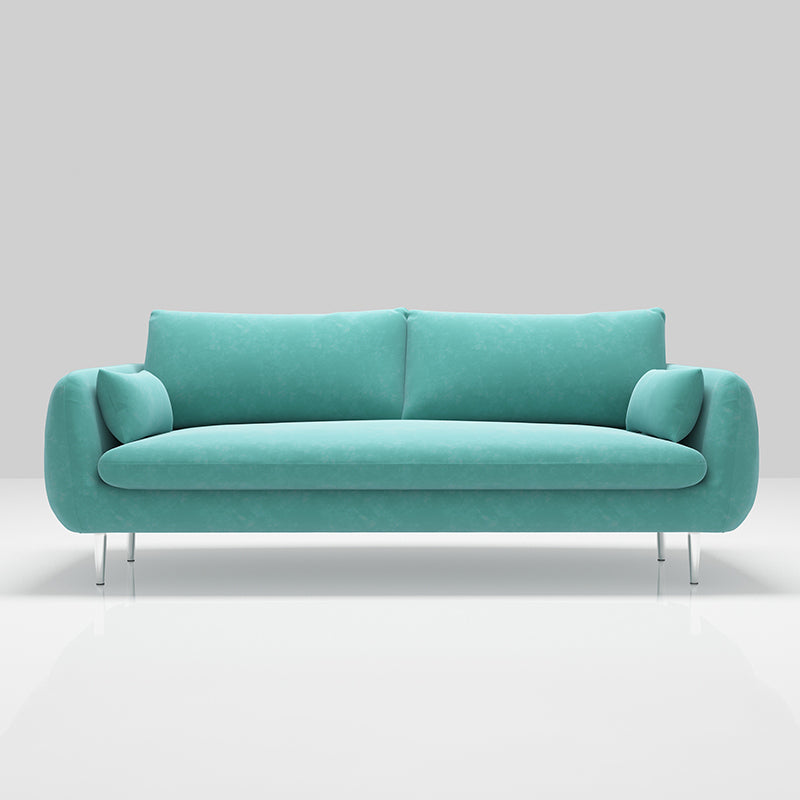 Modern Standard Cushions Sofa 25.5"W Square Arm Sofa with Bolster Pillows for Living Room