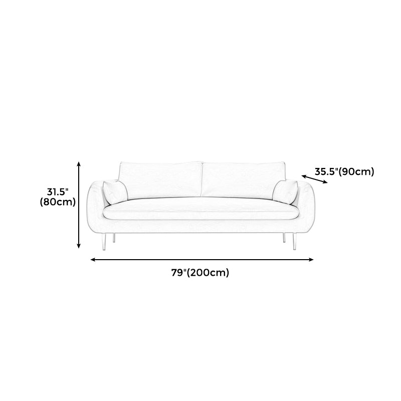 Modern Standard Cushions Sofa 25.5"W Square Arm Sofa with Bolster Pillows for Living Room