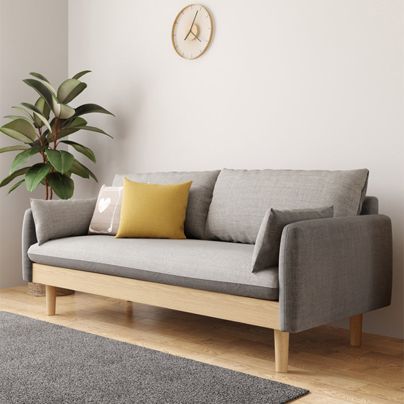 Loose Back  Linen Square Arm Transitional Modern Settee with slipcovered
