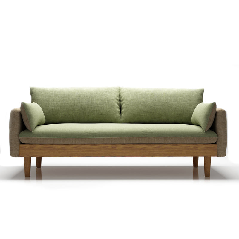 Loose Back  Linen Square Arm Transitional Modern Settee with slipcovered