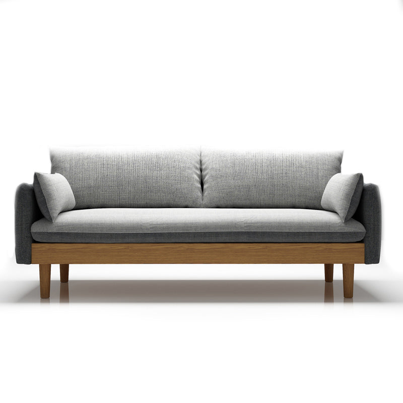Loose Back  Linen Square Arm Transitional Modern Settee with slipcovered