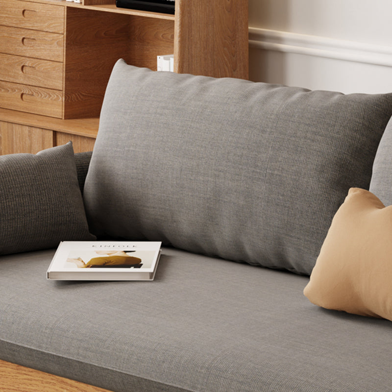 Loose Back  Linen Square Arm Transitional Modern Settee with slipcovered
