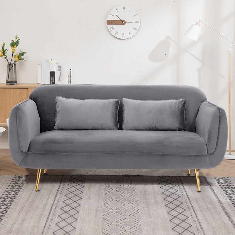Velvet Modern Standard Tight Back  Sofa 30"W Square Arm with Bolster Pillows