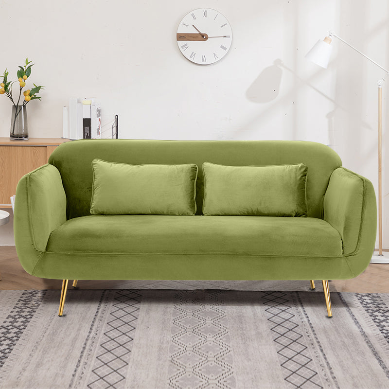 Velvet Modern Standard Tight Back  Sofa 30"W Square Arm with Bolster Pillows