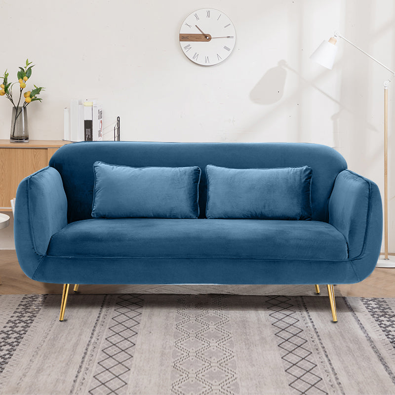 Velvet Modern Standard Tight Back  Sofa 30"W Square Arm with Bolster Pillows