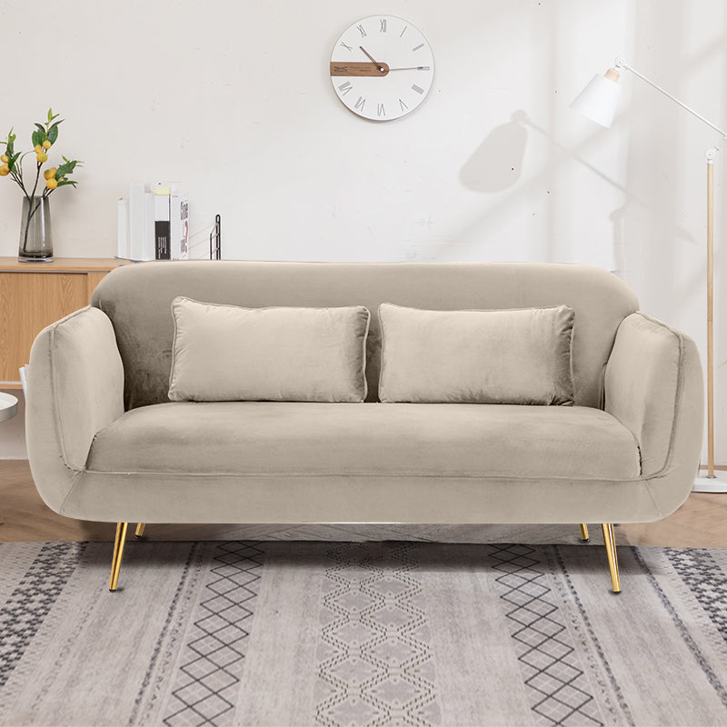 Velvet Modern Standard Tight Back  Sofa 30"W Square Arm with Bolster Pillows