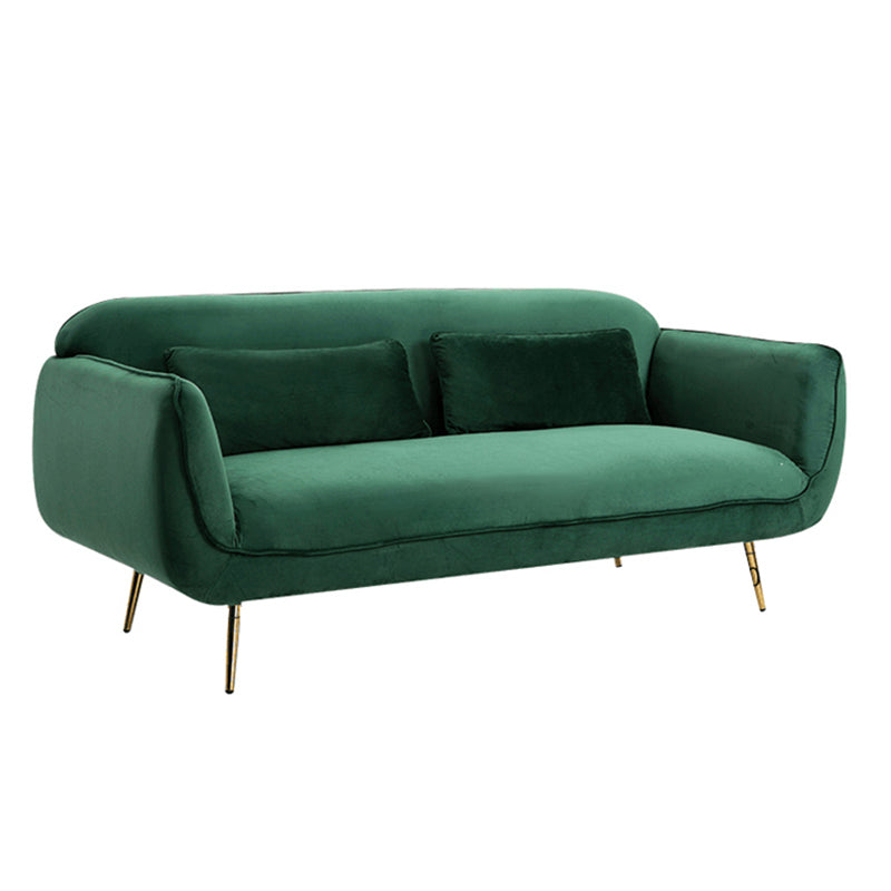 Velvet Modern Standard Tight Back  Sofa 30"W Square Arm with Bolster Pillows