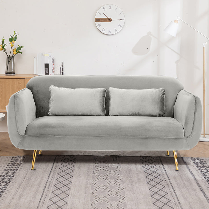Velvet Modern Standard Tight Back  Sofa 30"W Square Arm with Bolster Pillows
