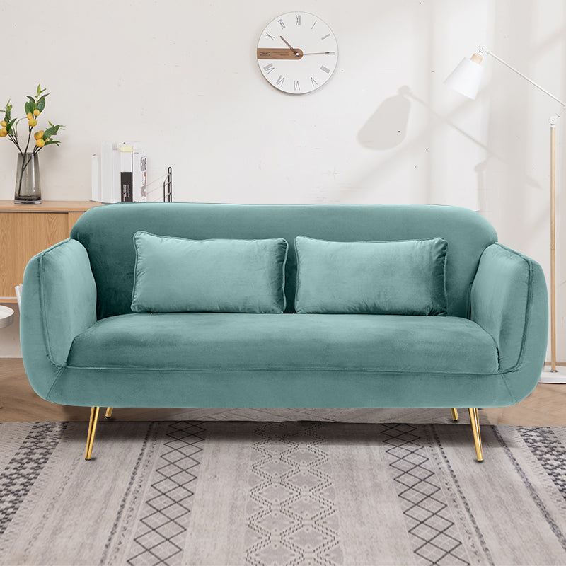 Velvet Modern Standard Tight Back  Sofa 30"W Square Arm with Bolster Pillows