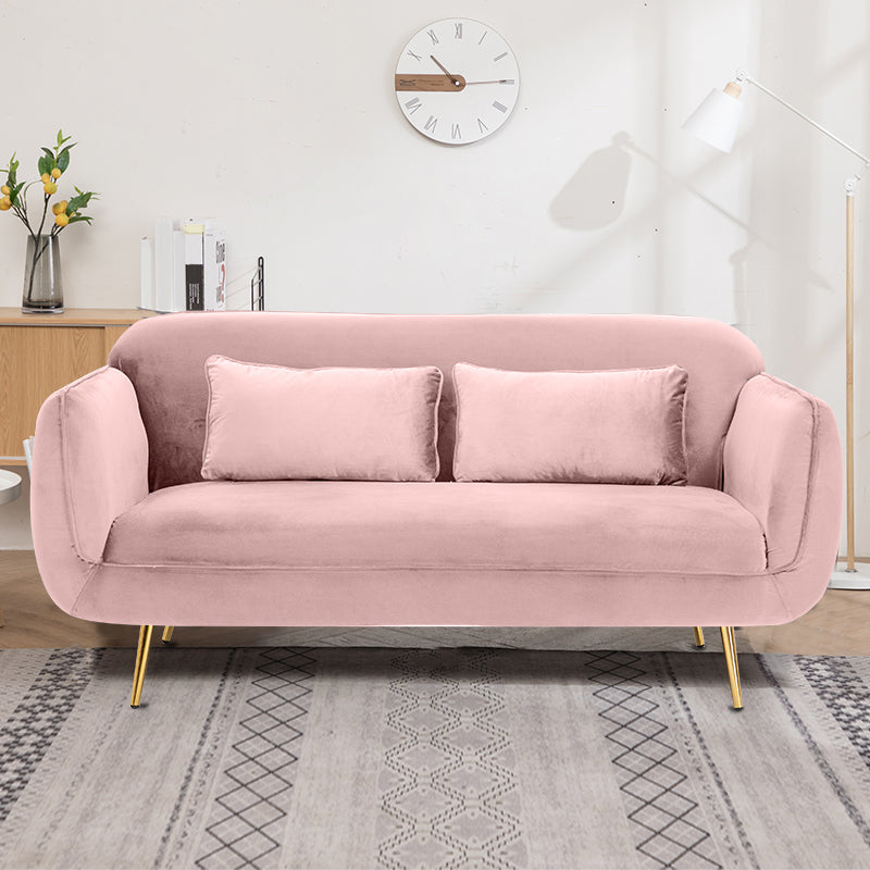 Velvet Modern Standard Tight Back  Sofa 30"W Square Arm with Bolster Pillows