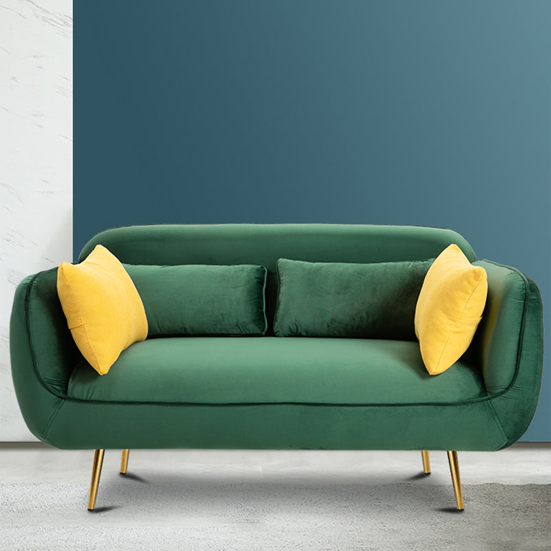 Velvet Modern Standard Tight Back  Sofa 30"W Square Arm with Bolster Pillows