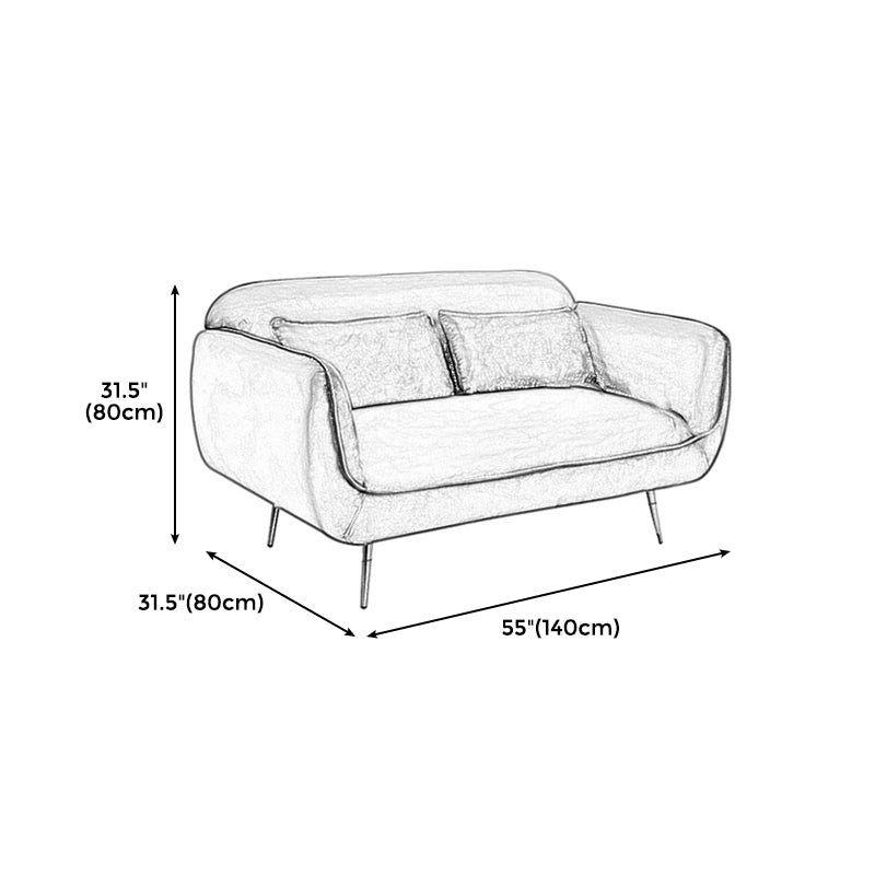 Velvet Modern Standard Tight Back  Sofa 30"W Square Arm with Bolster Pillows
