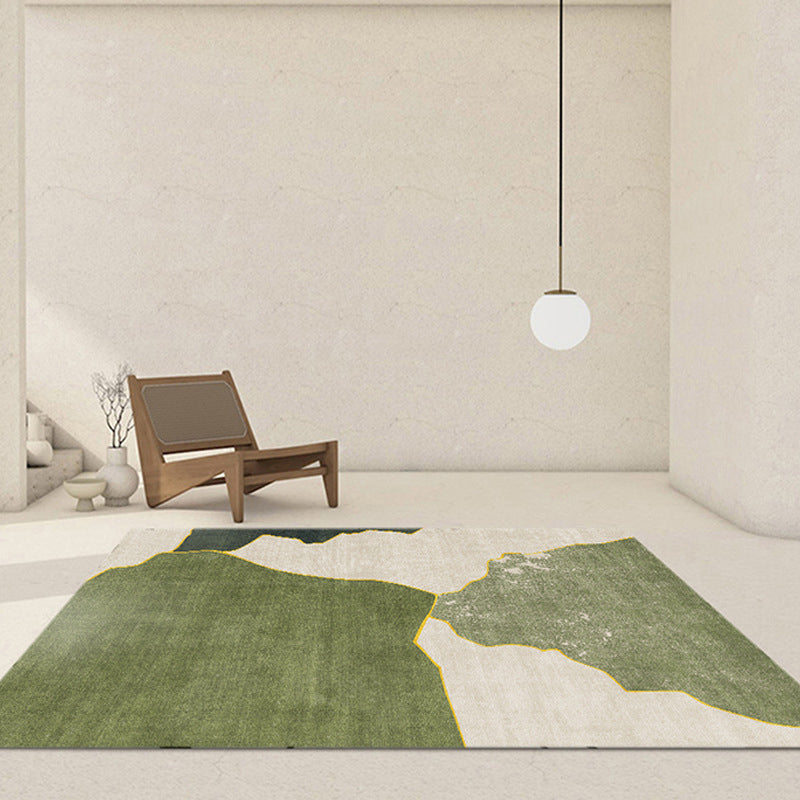 Green Casual Rug Polyester Irregular Color Block Rug Washable Rug for Living Room