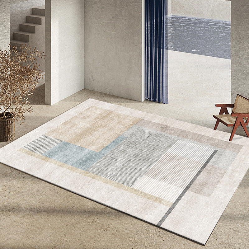 Green Casual Rug Polyester Irregular Color Block Rug Washable Rug for Living Room