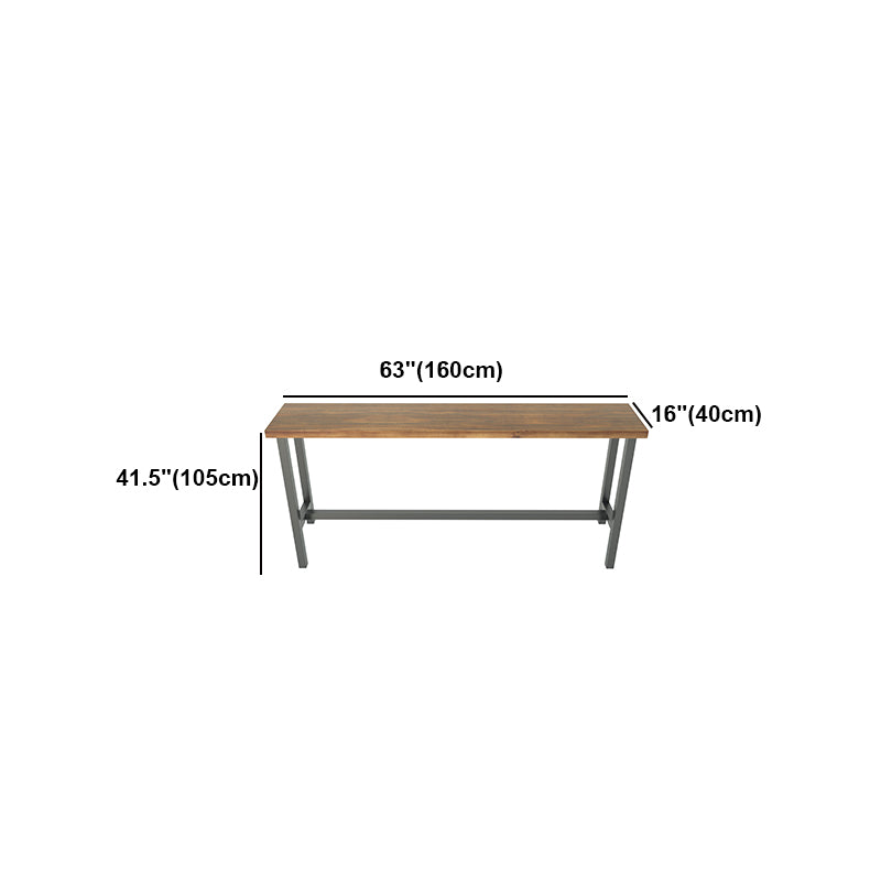 Brown Modern Style Bar Table Pine Wood and Iron Outdoor Bar Table
