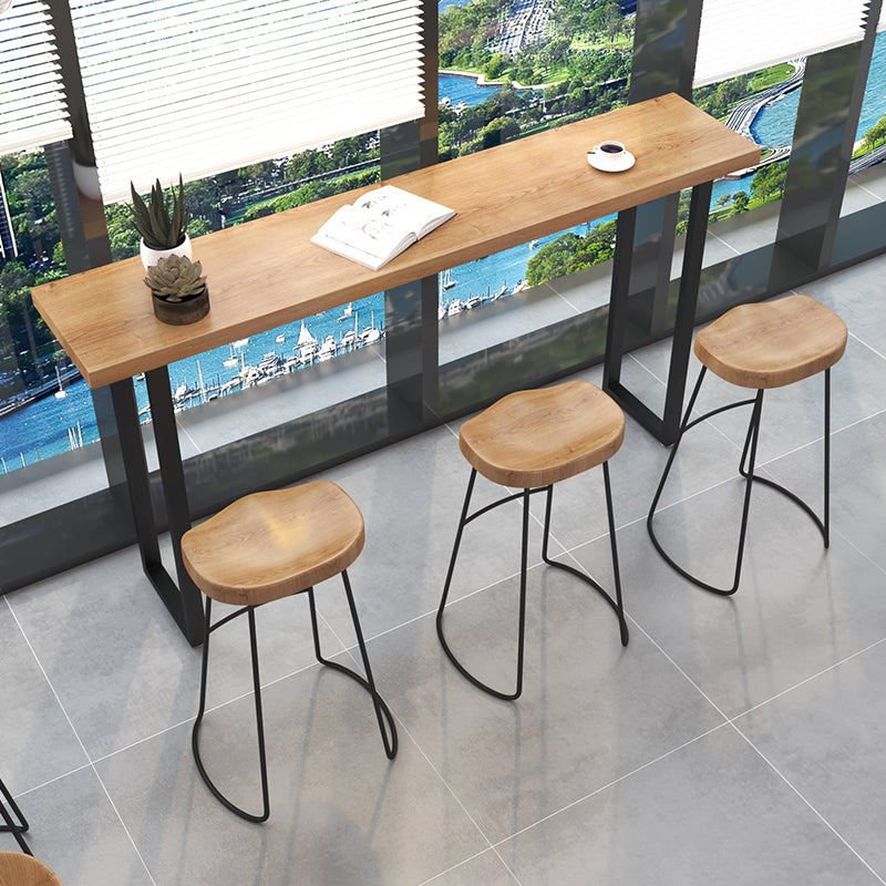 Brown Modern Style Table Pine Wood and Iron Breakroom Bar Table