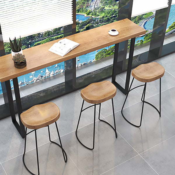 Brown Modern Style Table Pine Wood and Iron Breakroom Bar Table