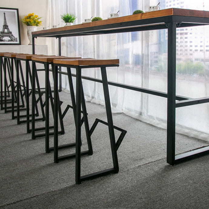 Brown Modern Style Bar Table Solid Wood and Iron Breakroom Bar Table