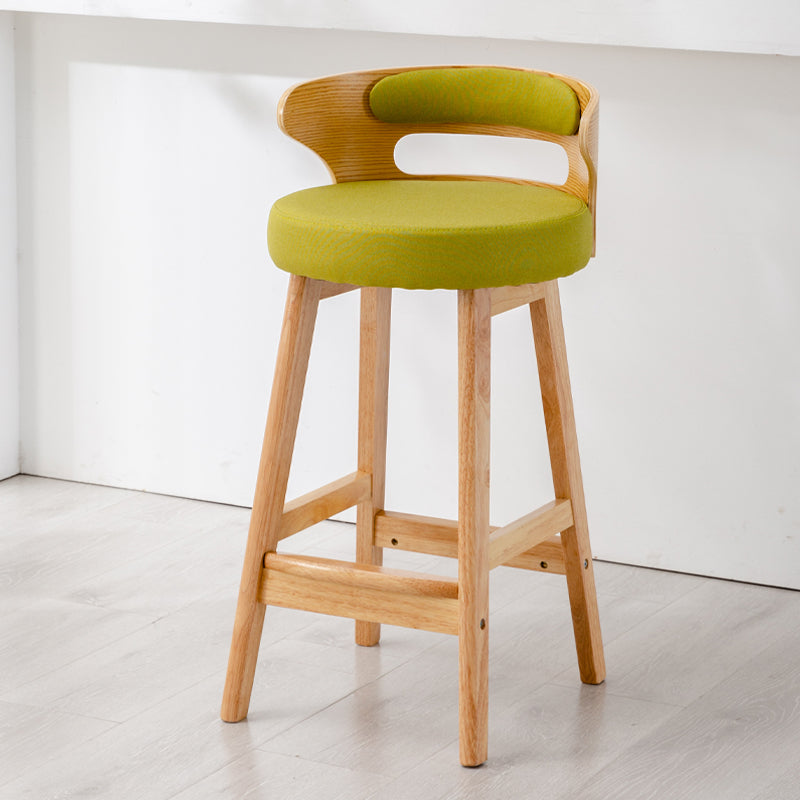 Scandinavian Style Bar-stool with Wooden Legs Round Seat Counter Stool for Kitchen Bar
