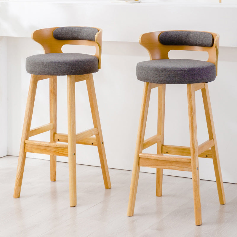 Scandinavian Style Bar-stool with Wooden Legs Round Seat Counter Stool for Kitchen Bar