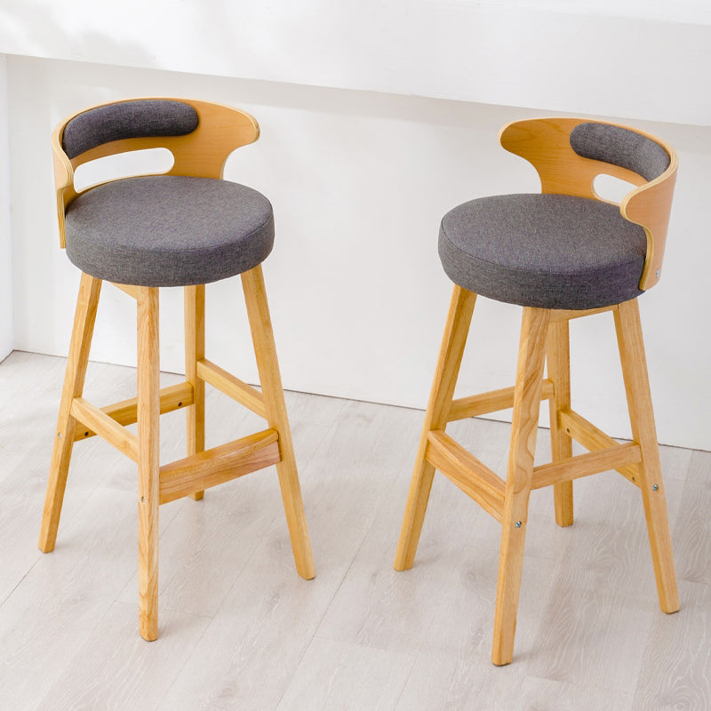Scandinavian Style Bar-stool with Wooden Legs Round Seat Counter Stool for Kitchen Bar