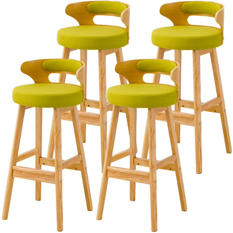 Scandinavian Style Bar-stool with Wooden Legs Round Seat Counter Stool for Kitchen Bar