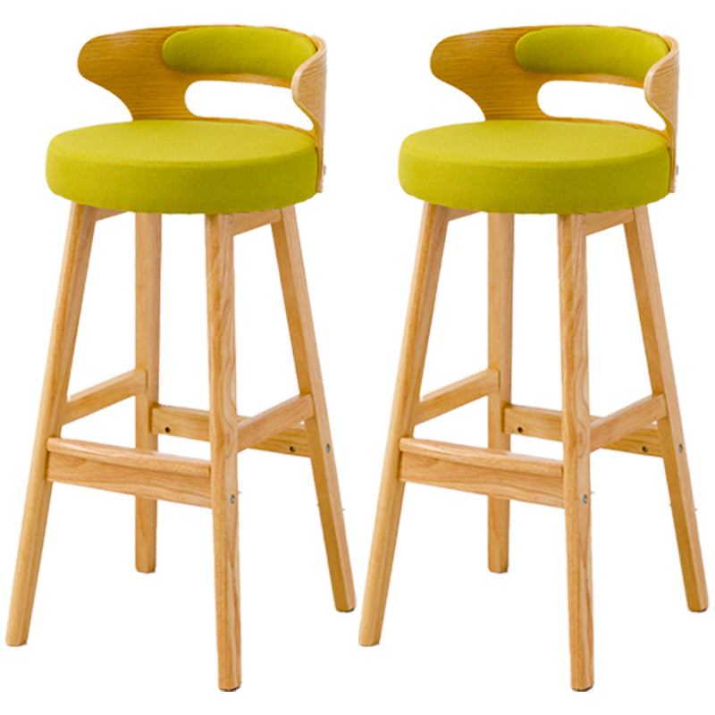 Scandinavian Style Bar-stool with Wooden Legs Round Seat Counter Stool for Kitchen Bar