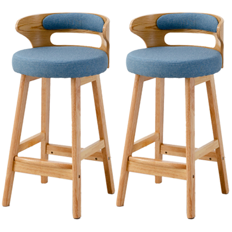 Scandinavian Style Bar-stool with Wooden Legs Round Seat Counter Stool for Kitchen Bar