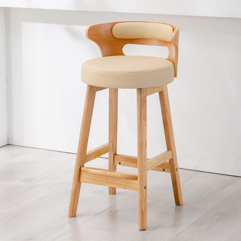 Scandinavian Style Bar-stool with Wooden Legs Round Seat Counter Stool for Kitchen Bar