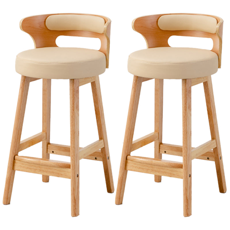 Scandinavian Style Bar-stool with Wooden Legs Round Seat Counter Stool for Kitchen Bar