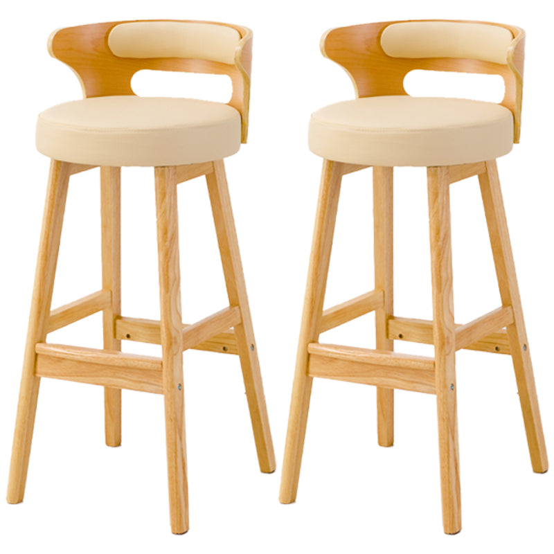 Scandinavian Style Bar-stool with Wooden Legs Round Seat Counter Stool for Kitchen Bar