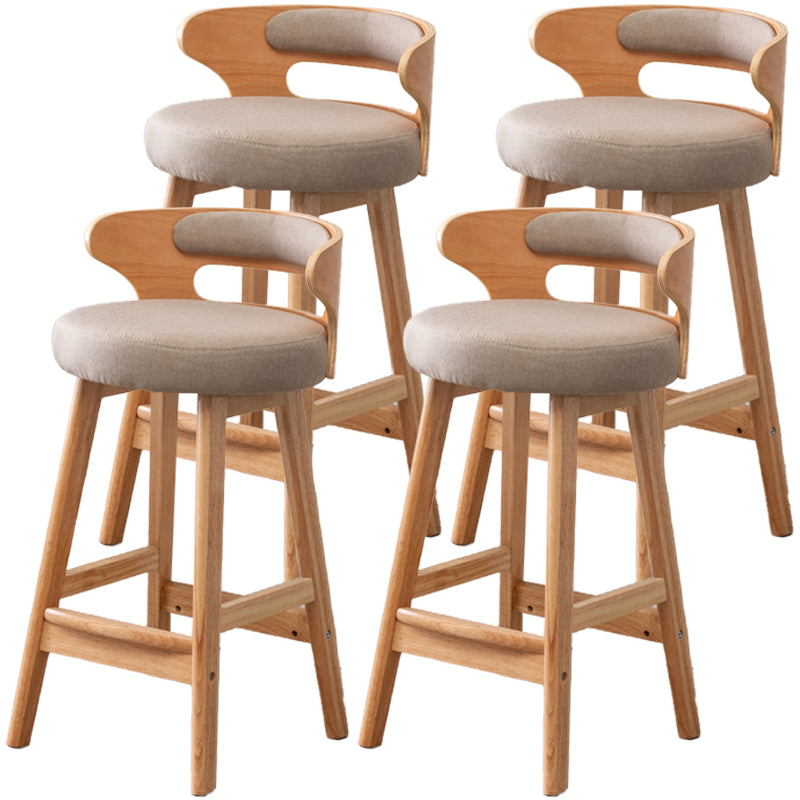 Scandinavian Style Bar-stool with Wooden Legs Round Seat Counter Stool for Kitchen Bar