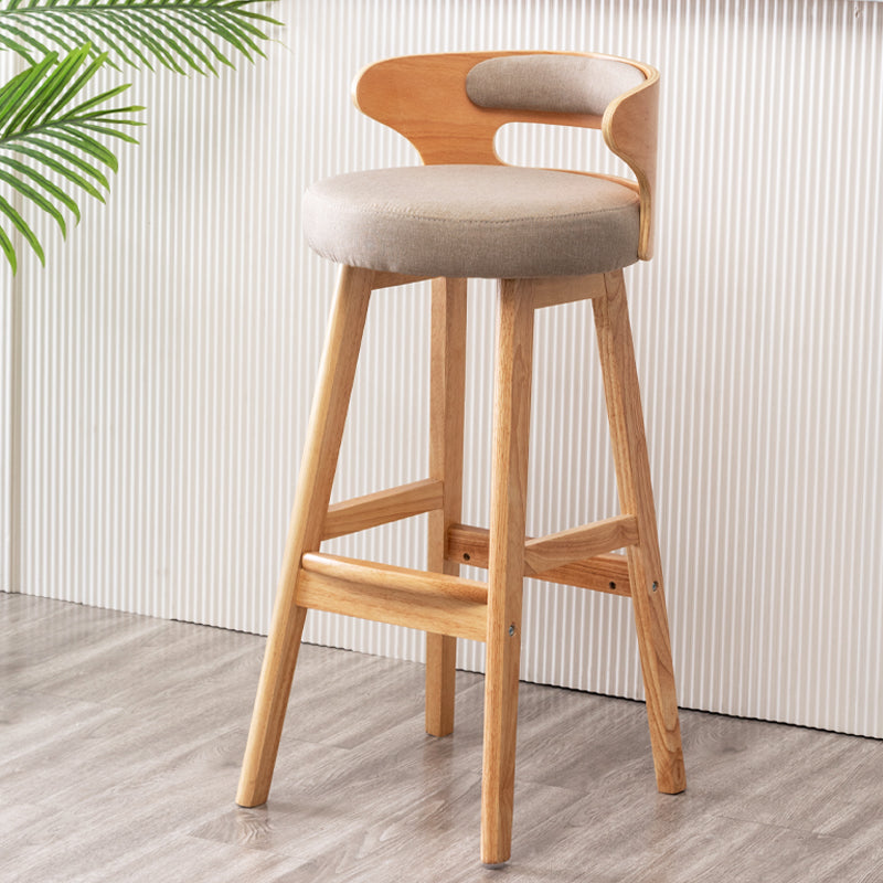 Scandinavian Style Bar-stool with Wooden Legs Round Seat Counter Stool for Kitchen Bar