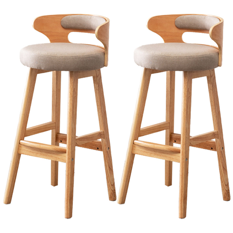 Scandinavian Style Bar-stool with Wooden Legs Round Seat Counter Stool for Kitchen Bar