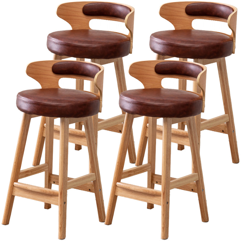 Scandinavian Style Bar-stool with Wooden Legs Round Seat Counter Stool for Kitchen Bar