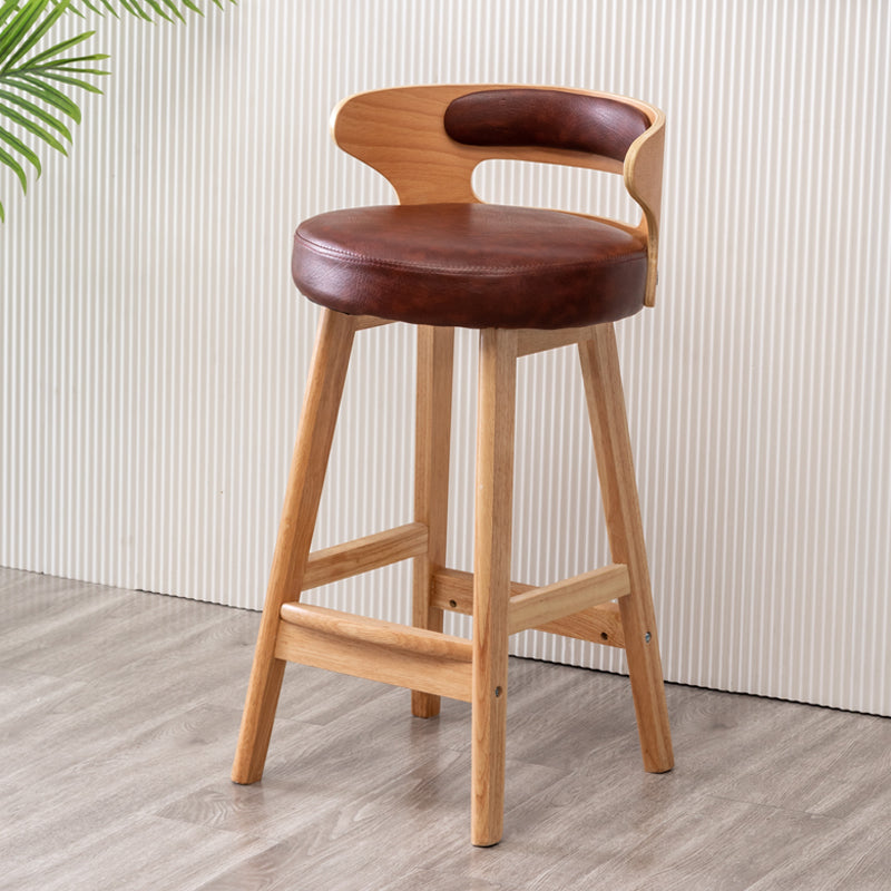 Scandinavian Style Bar-stool with Wooden Legs Round Seat Counter Stool for Kitchen Bar