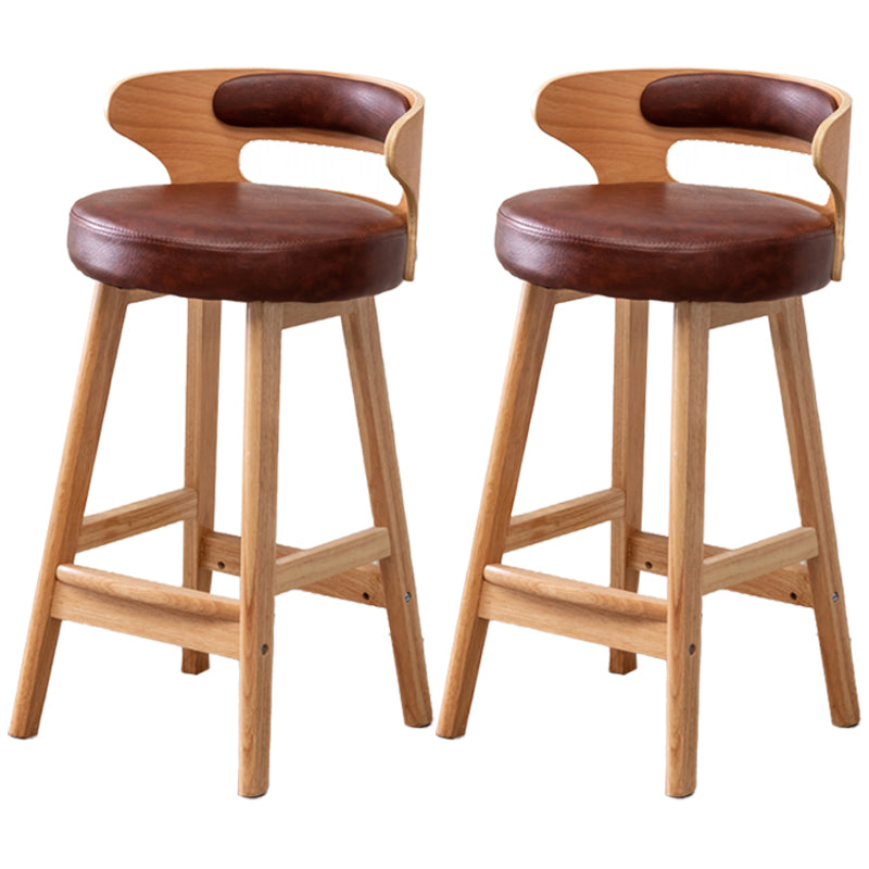 Scandinavian Style Bar-stool with Wooden Legs Round Seat Counter Stool for Kitchen Bar