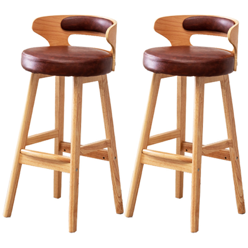 Scandinavian Style Bar-stool with Wooden Legs Round Seat Counter Stool for Kitchen Bar
