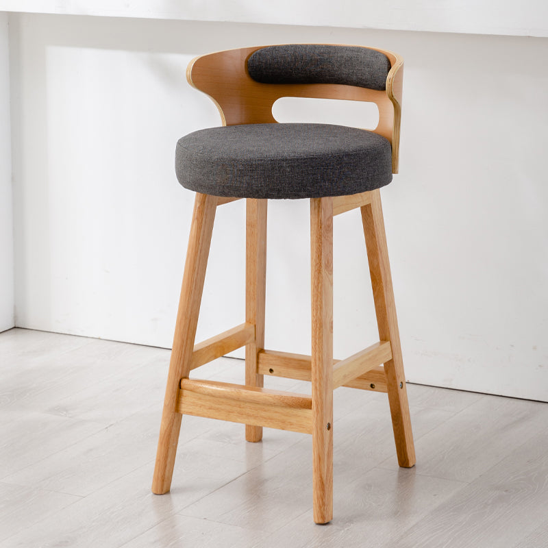 Scandinavian Style Bar-stool with Wooden Legs Round Seat Counter Stool for Kitchen Bar