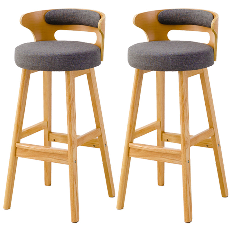 Scandinavian Style Bar-stool with Wooden Legs Round Seat Counter Stool for Kitchen Bar